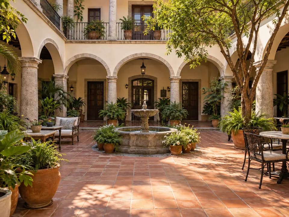 Patio de un hotel colonial de demostración
